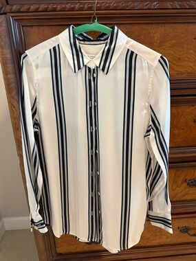Equipment Femme 100% Silk Striped Button Down Blouse Size XS